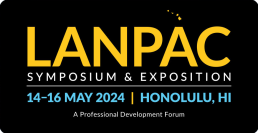 A graphic promoting LANPAC 2024 Symposium & Exposition, taking place from 14-16 May in Honolulu, Hawaii. The tagline reads, 